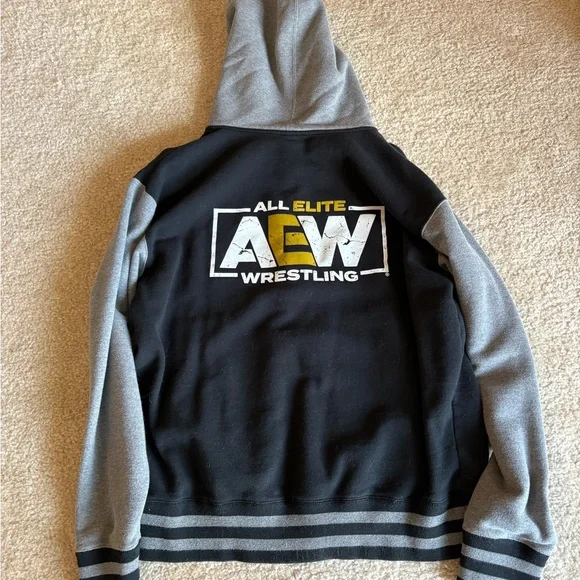 AEW Black and Gray Zip-Up Hoodie - Picture 2 of 2